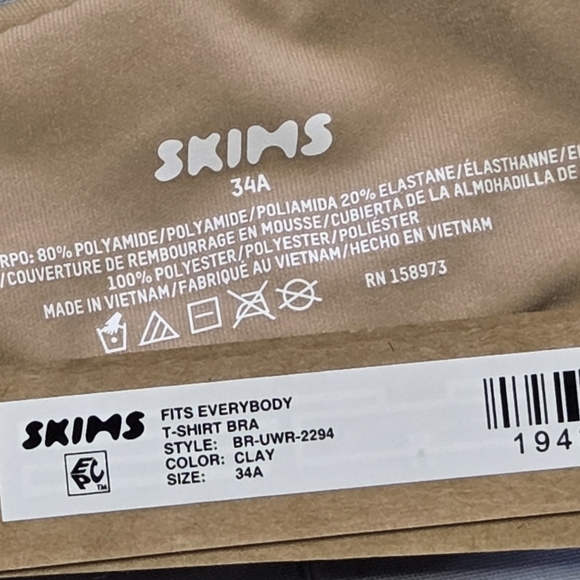Skims FITS EVERYBODY T-SHIRT BRA Clay Tan 34A NWT - Picture 3 of 3